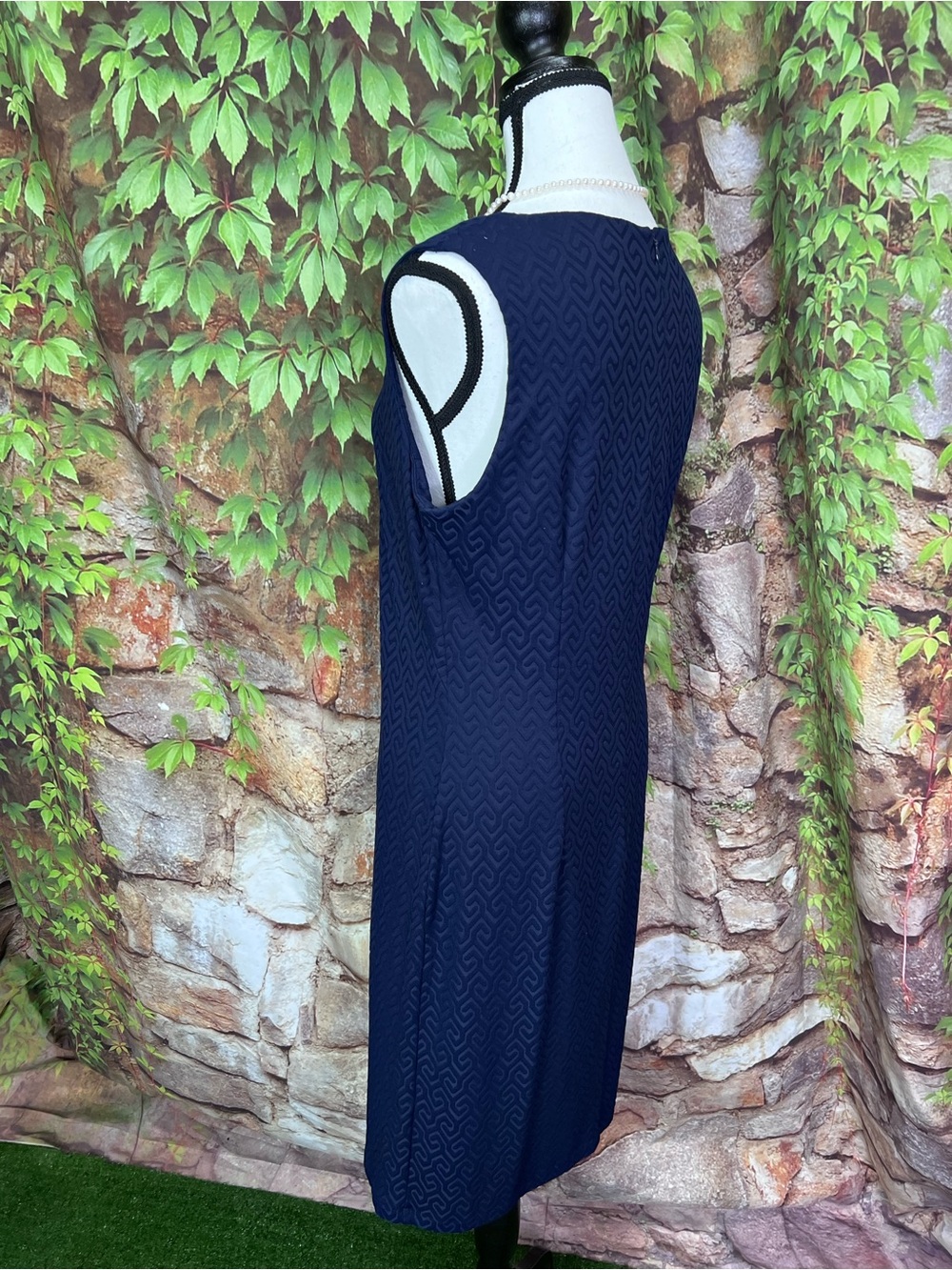 J. MCLAUGHLIN Textured Stretch Preppy Blue Coastal Sheath Dress, M - Picture 6 of 11